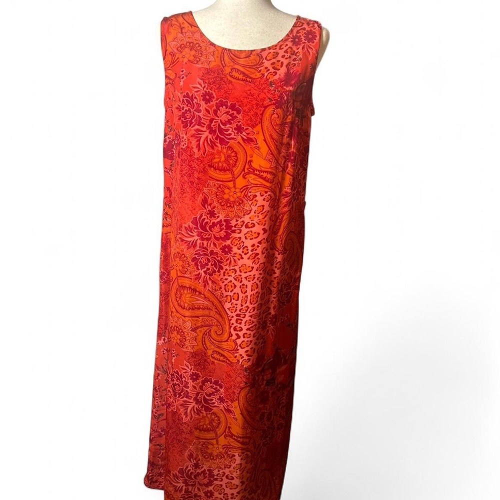 Y2k Fairy Sleeveless Orange Red Paisley Maxi Dress